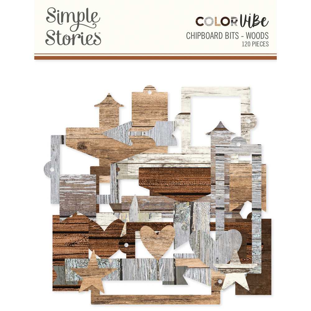 NEW! Color Vibe Chipboard Bits - Woods