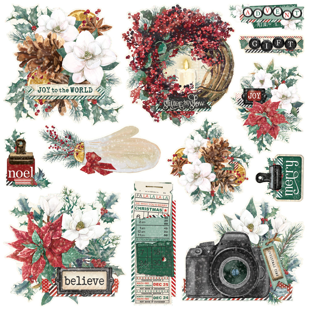 Simple Vintage 'Tis The Season - Chipboard Clusters