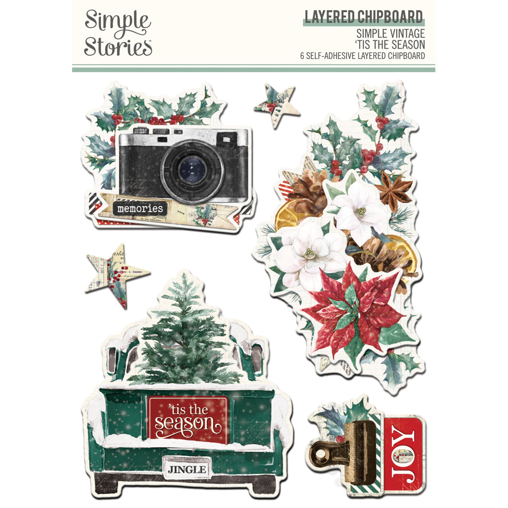 Simple Vintage 'Tis The Season - Layered Chipboard