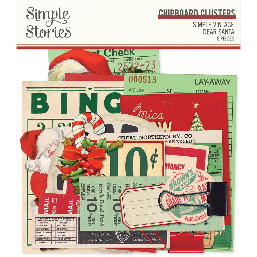 Simple Vintage Dear Santa - Chipboard Clusters