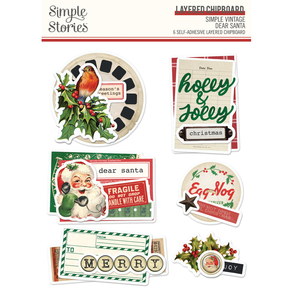 Simple Vintage Dear Santa - Layered Chipboard