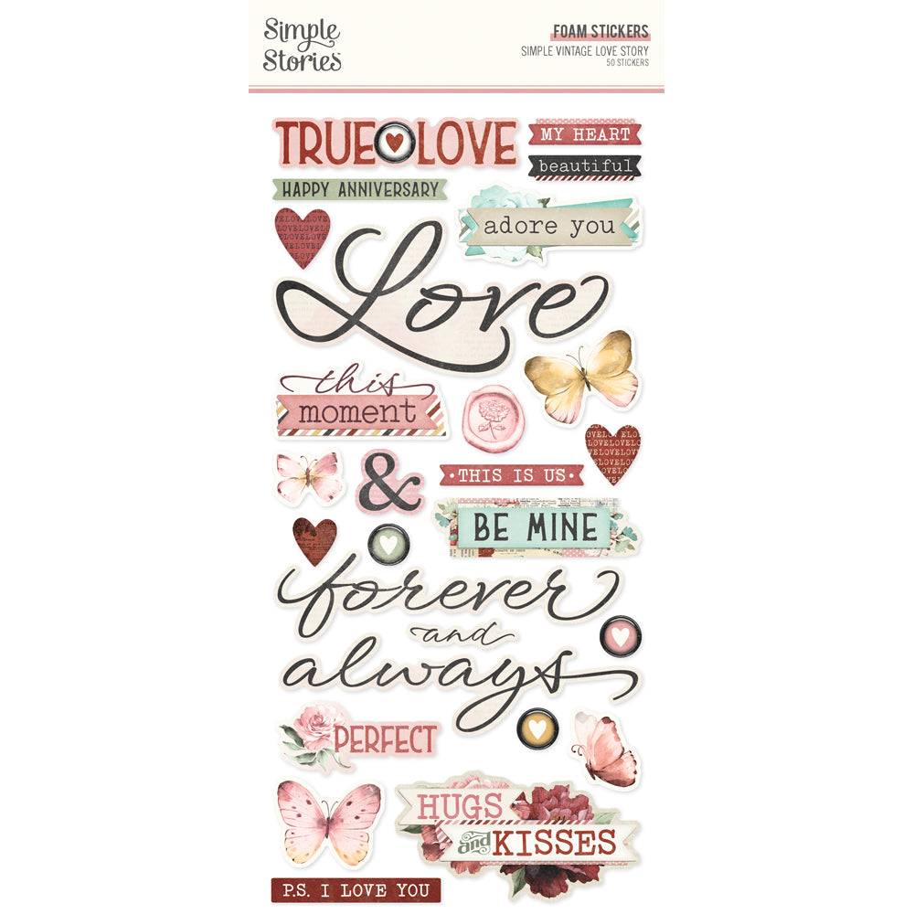 Simple Vintage Love Story - Foam Stickers