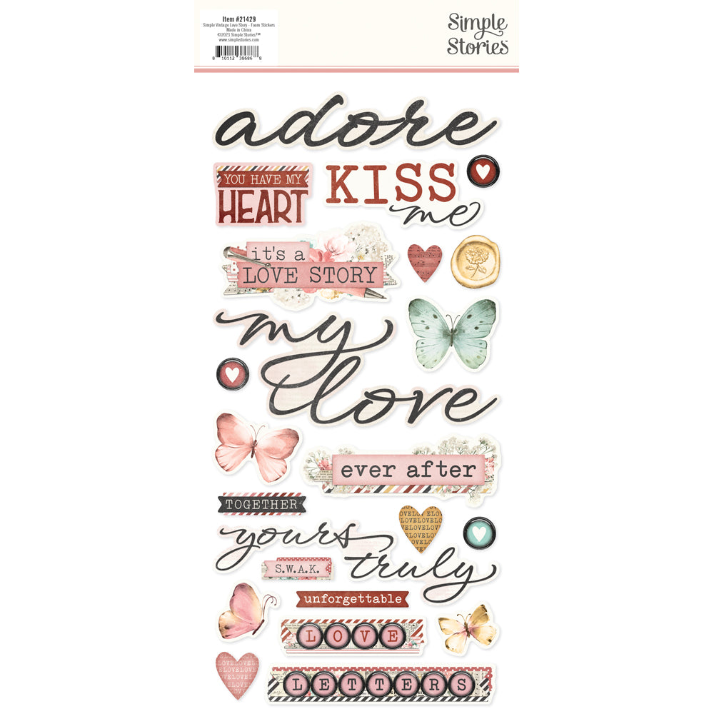 Simple Vintage Love Story - Foam Stickers