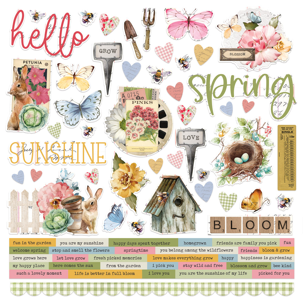 Simple Vintage Spring Garden  - Cardstock Stickers