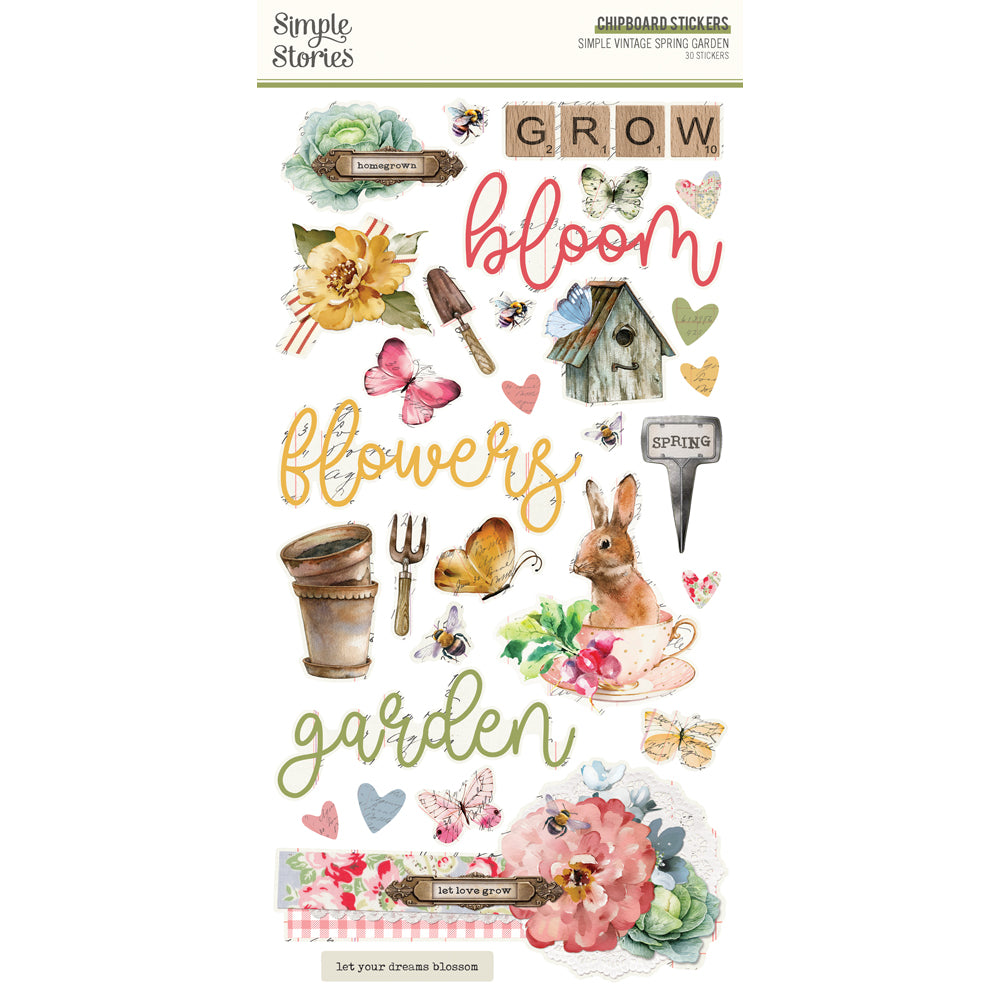 Simple Vintage Spring Garden  - 6x12 Chipboard