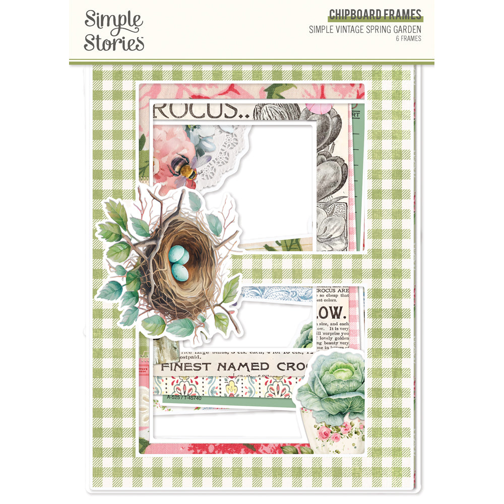 Simple Vintage Spring Garden  - Chipboard Frames