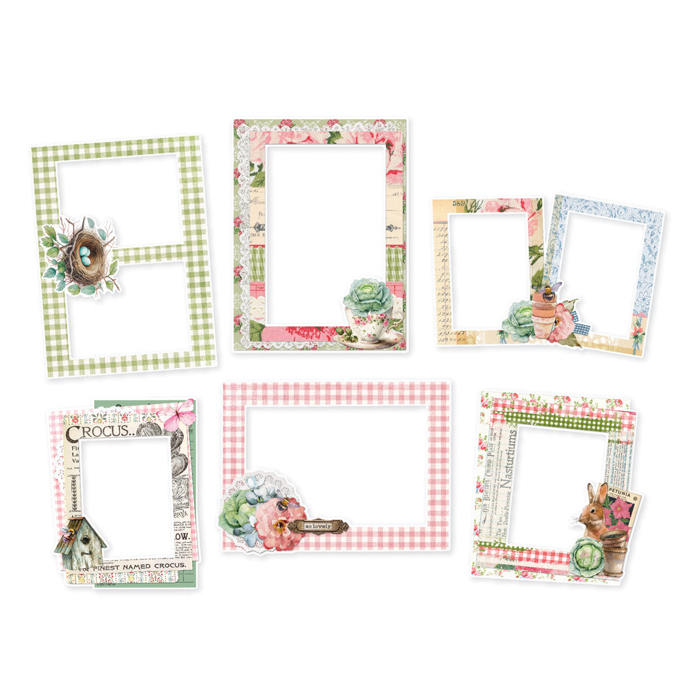 Simple Vintage Spring Garden  - Chipboard Frames