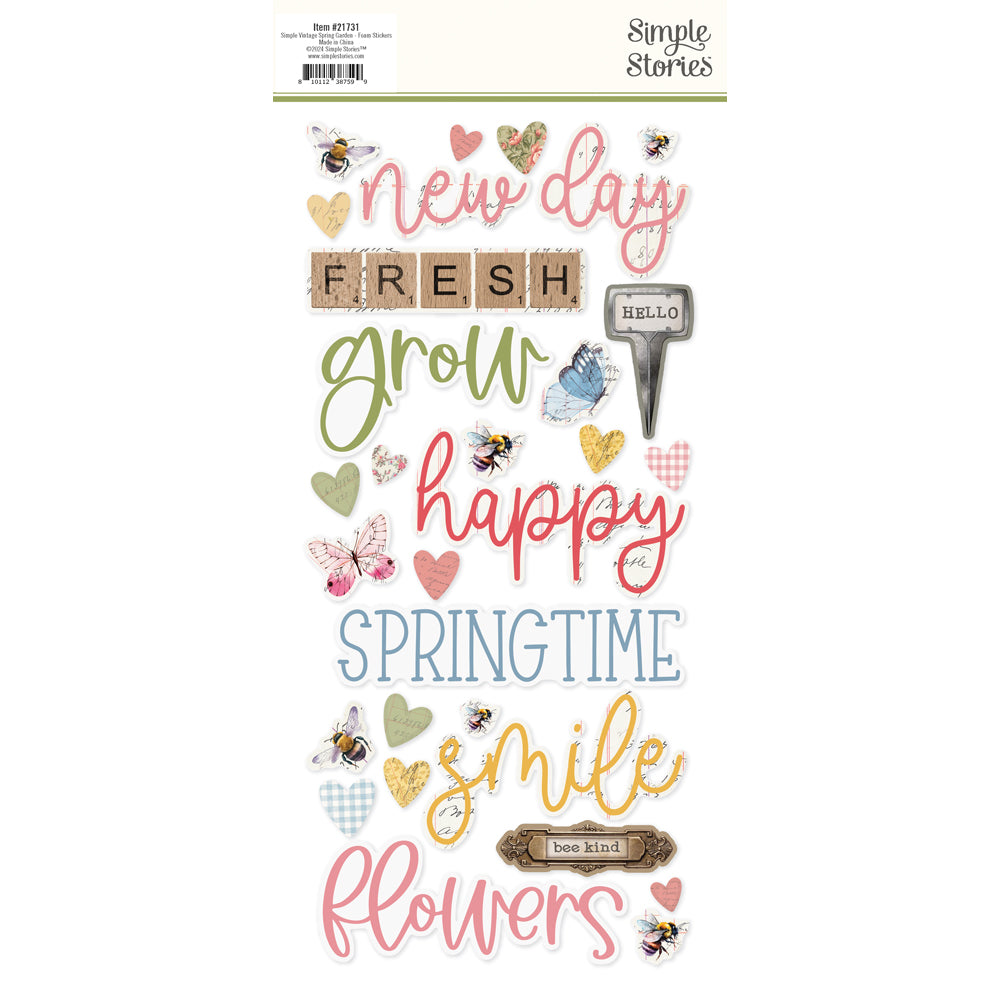 Simple Vintage Spring Garden  - Foam Stickers