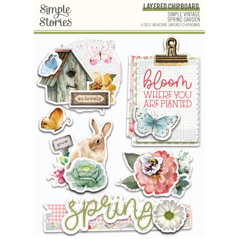 Simple Vintage Spring Garden  - Layered Chipboard