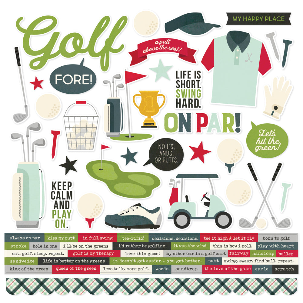 Golf Cardstock Stickers - 12 pack