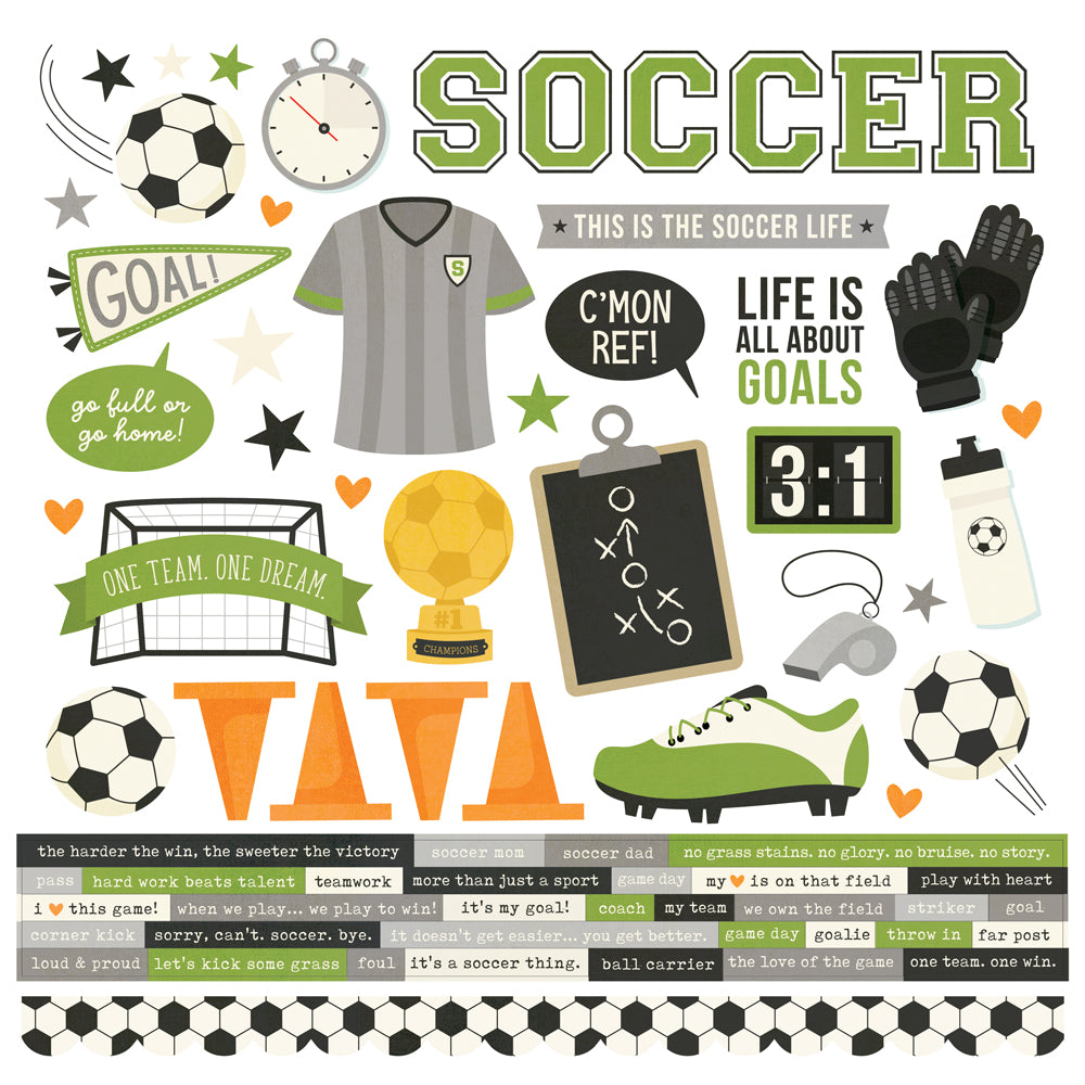 Soccer Cardstock Stickers - 12 pack