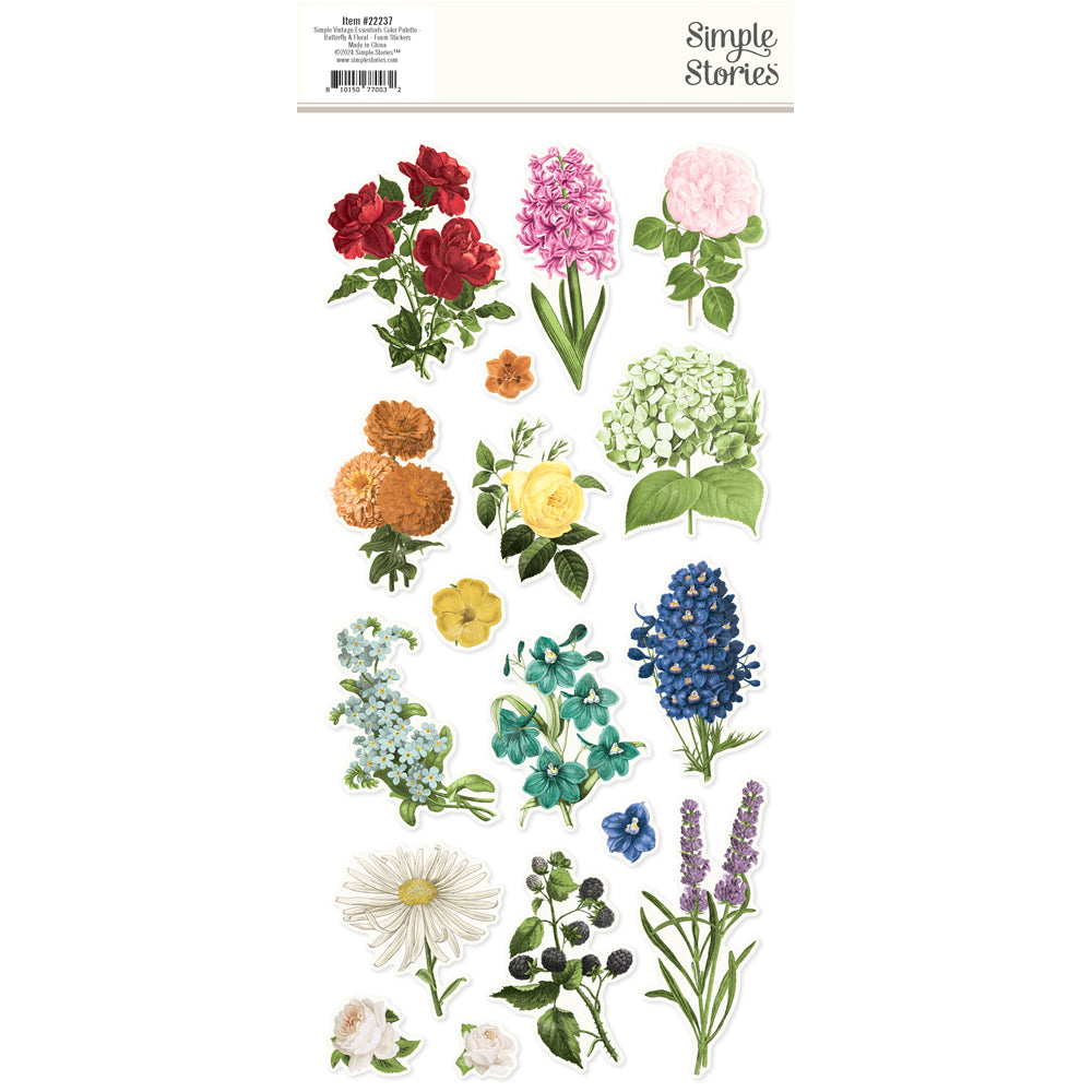 Simple Vintage Essentials Color Palette- Foam Stickers Butterfly & Floral