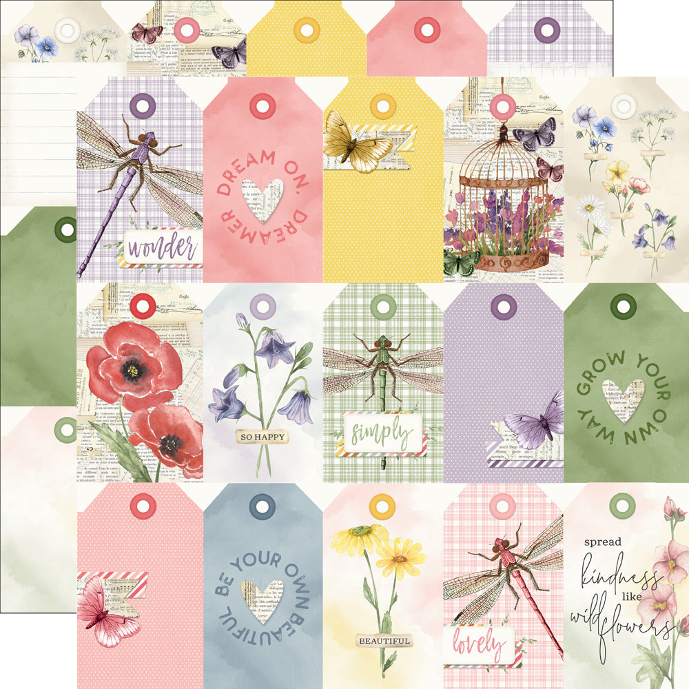 Simple Vintage Meadow Flowers - Tag Elements