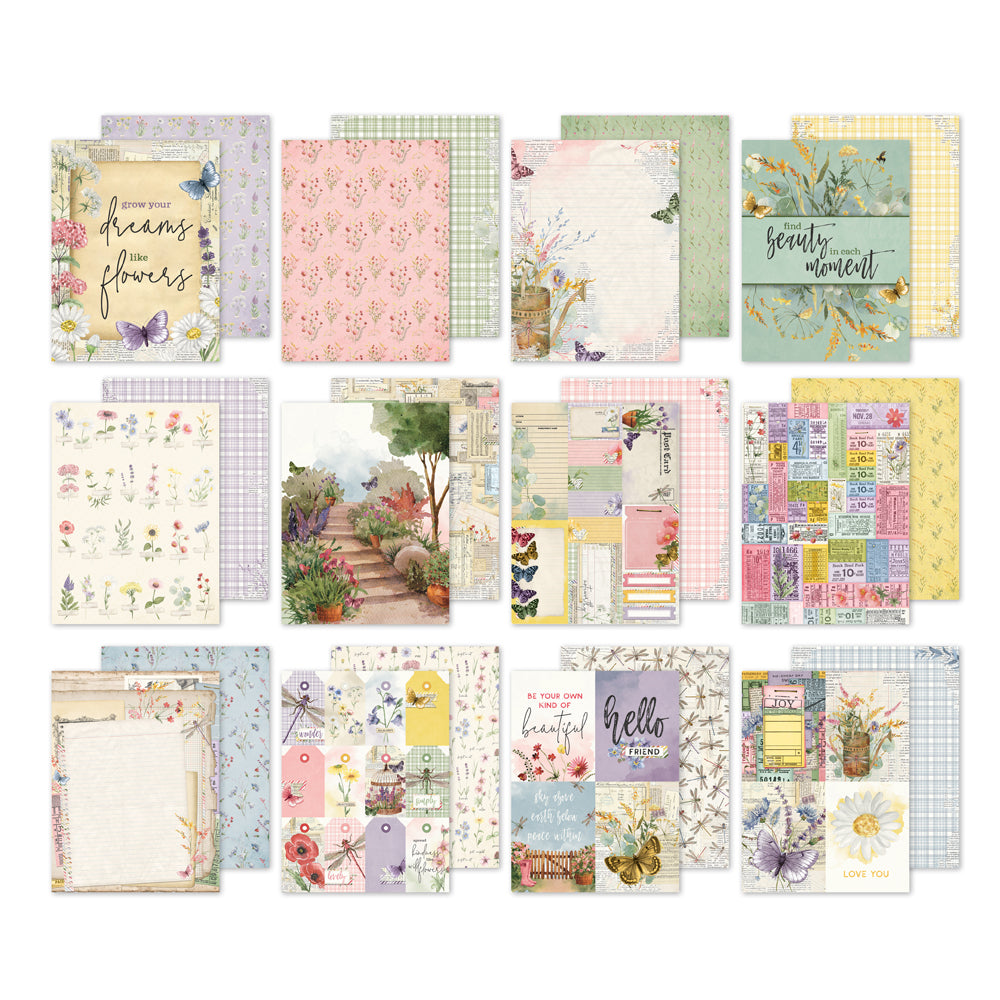 Simple Vintage Meadow Flowers - 6x8 Pad