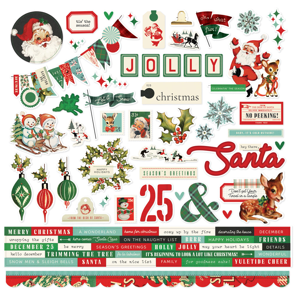 Simple Vintage Holly Jolly - Cardstock Stickers