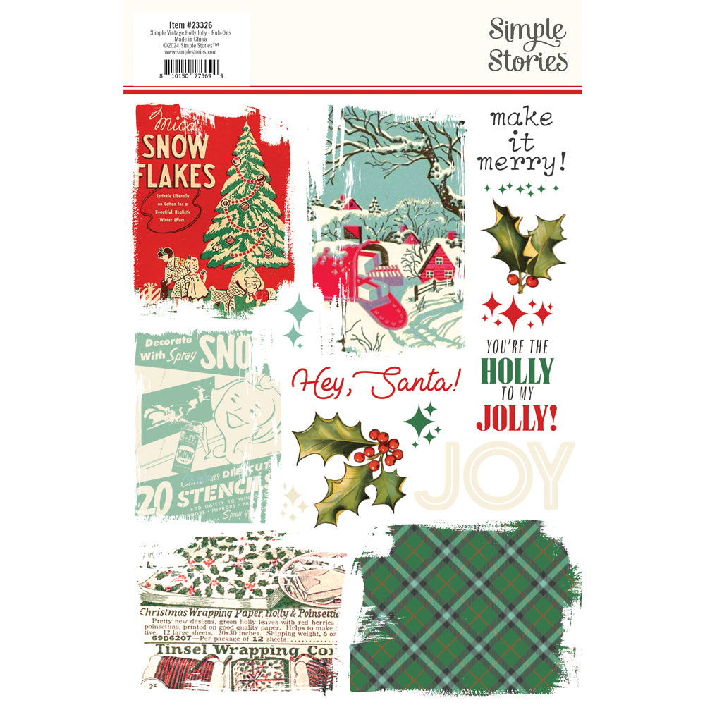 Simple Vintage Holly Jolly - Rub Ons