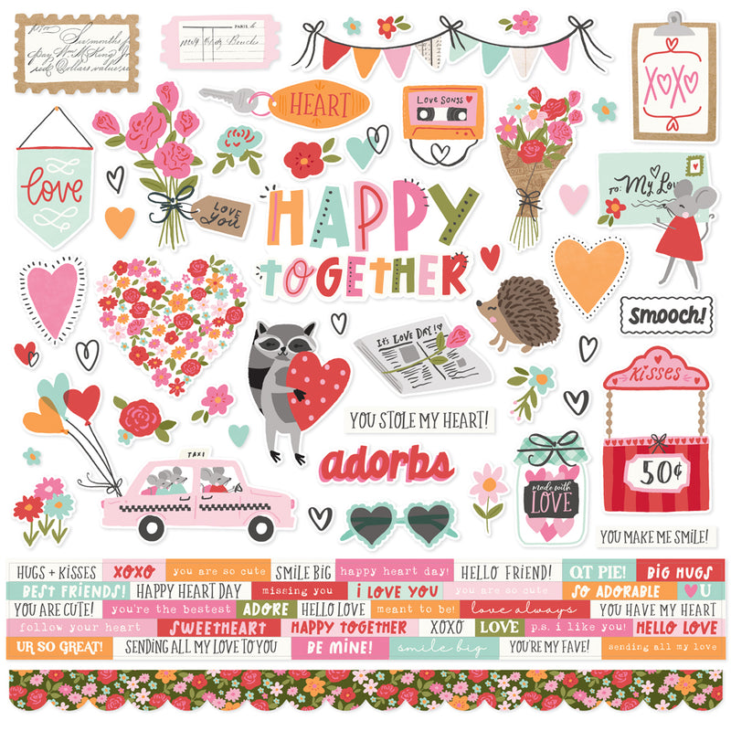 Heartstrings Cardstock Stickers - 12 pack