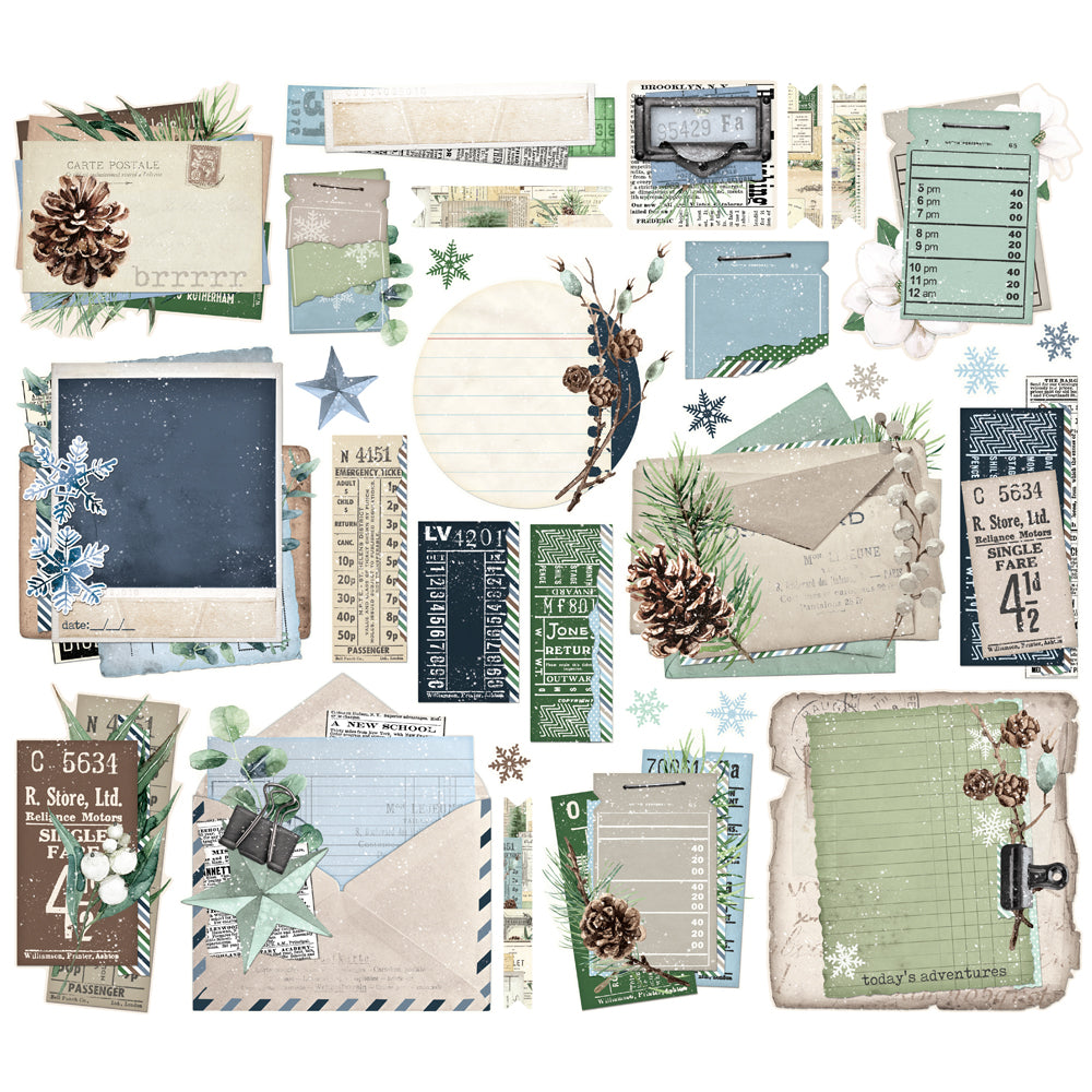 Simple Vintage Fresh Snow Ephemera - Unit of 6