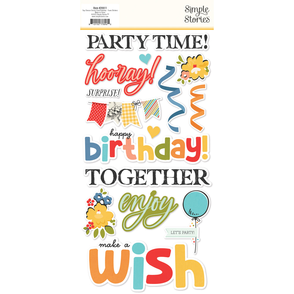 Say Cheese Classic Pooh Birthday Foam Stickers - Unit of 6