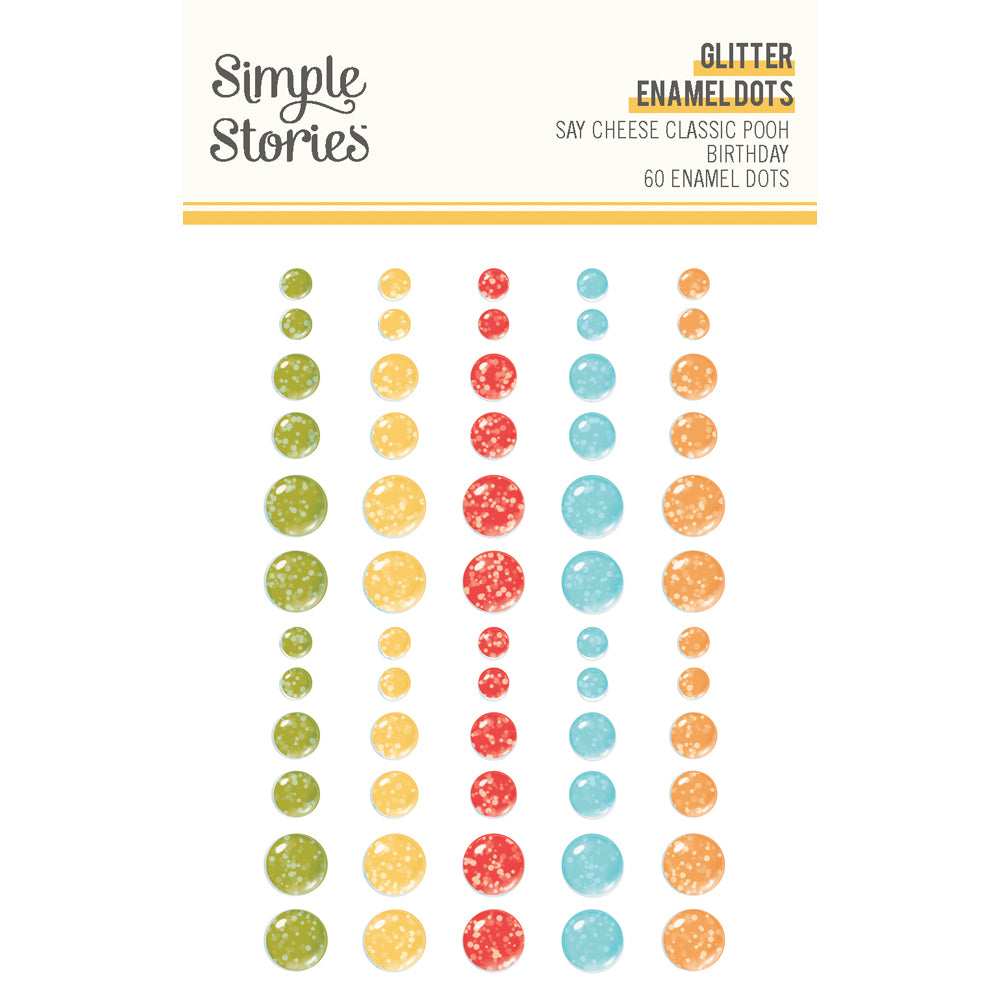 Say Cheese Classic Pooh Birthday Glitter Enamel Dots - Unit of 6