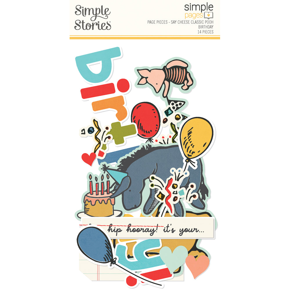 Say Cheese Classic Pooh Birthday Simple Pages Page Pieces  - Unit of 6