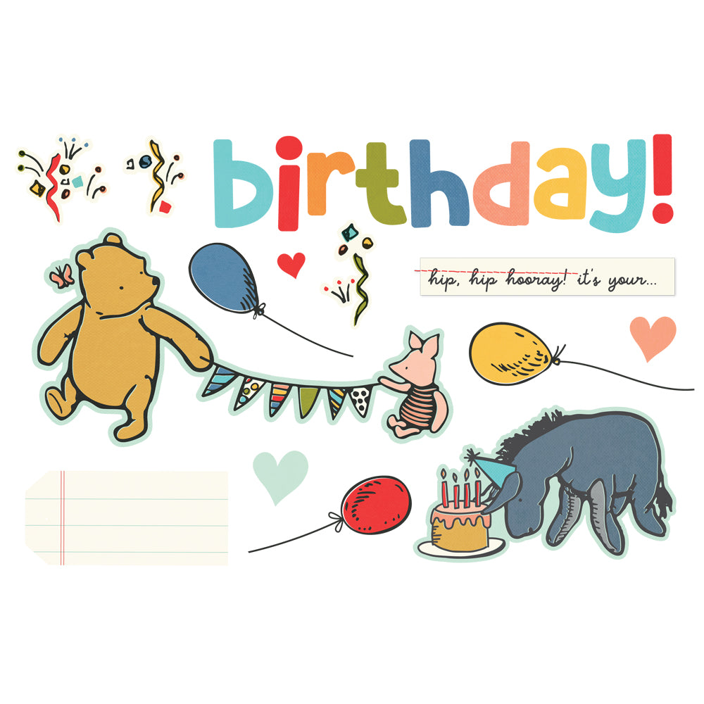 Say Cheese Classic Pooh Birthday Simple Pages Page Pieces  - Unit of 6