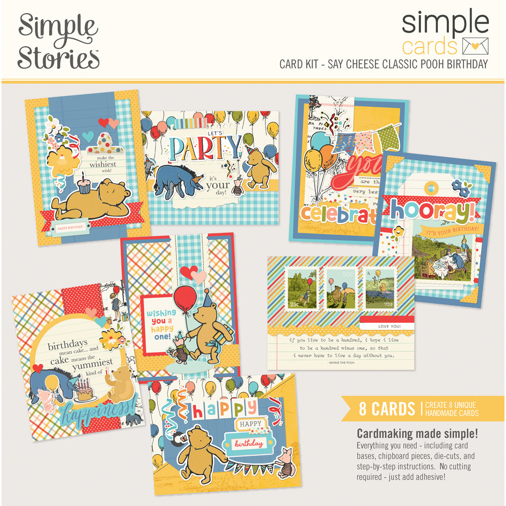 Say Cheese Classic Pooh Birthday  Simple Cards Card Kit - Unit of 6