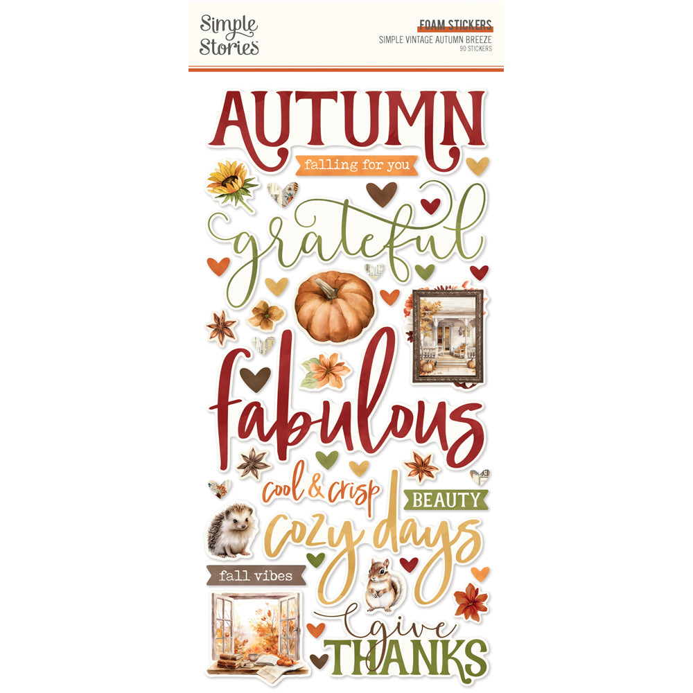 Simple Vintage Autumn Breeze Foam Stickers - Unit of 6