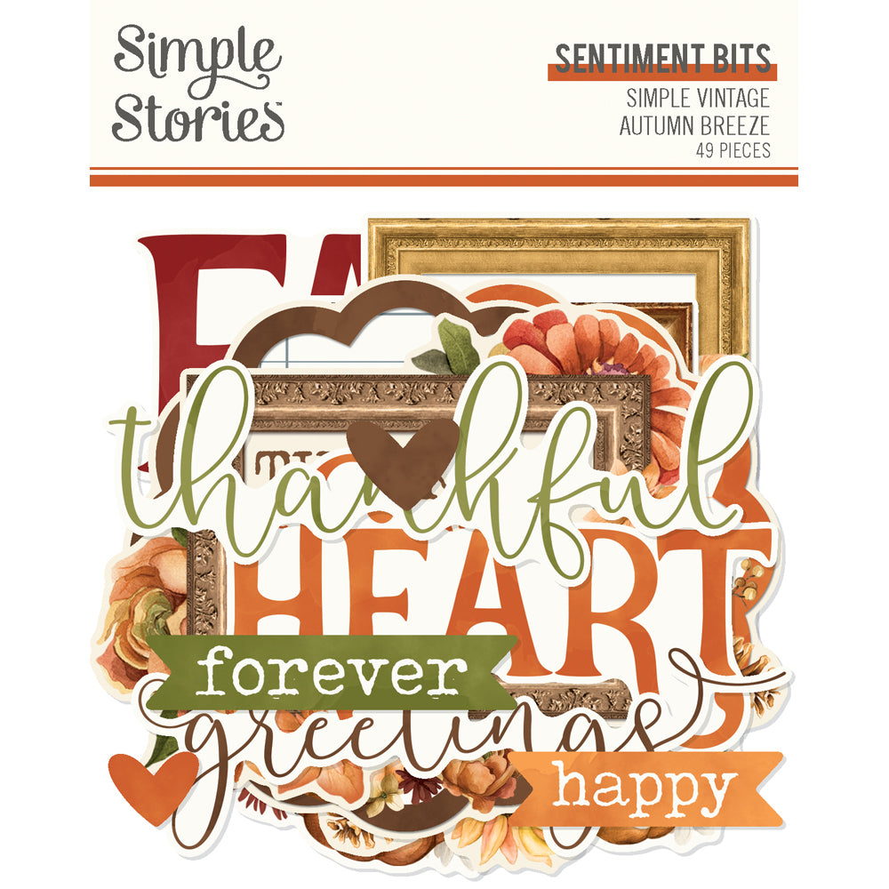 Simple Vintage Autumn Breeze Sentiment Bits & Pieces - Unit of 6