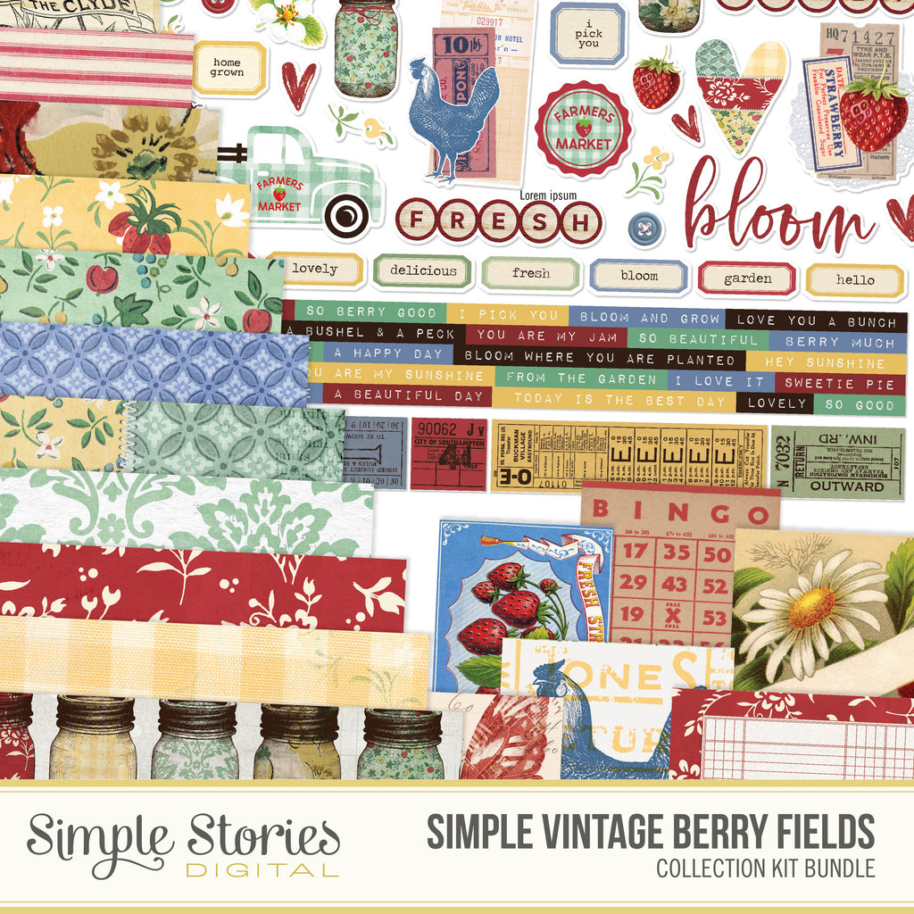 Simple Vintage Berry Fields Digital Collection Kit