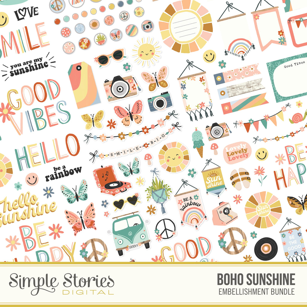 Boho Sunshine Digital Embellishment Bundle