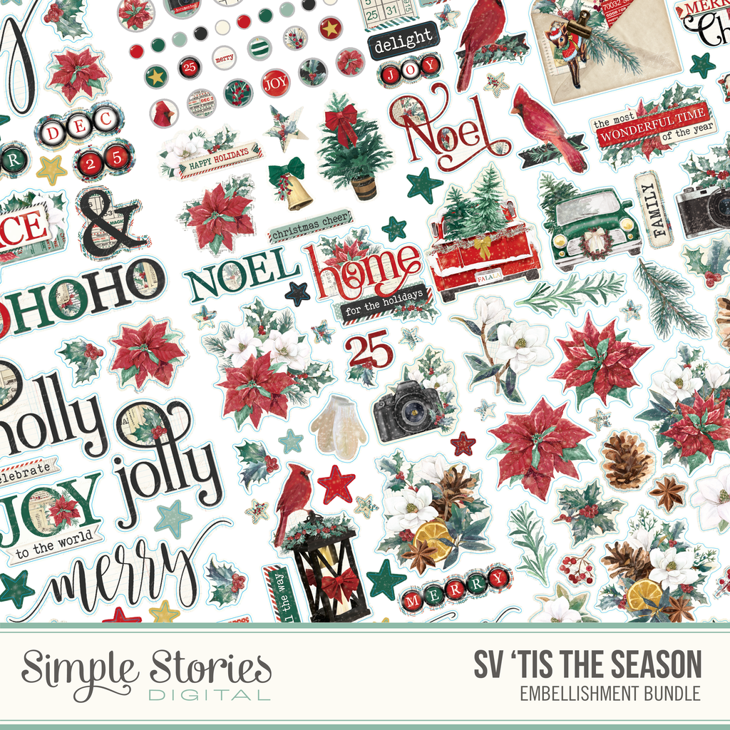 Simple Vintage Tis The Season Digital Embellishment Bundle