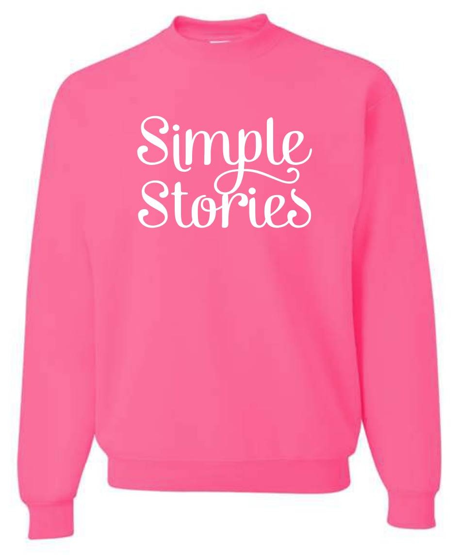 Pink-Simple Stories Crewneck Sweatshirt