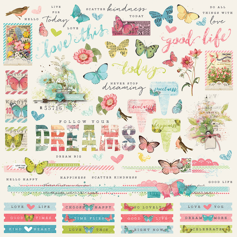 Simple Vintage Botanicals 12x12 Combo Sticker