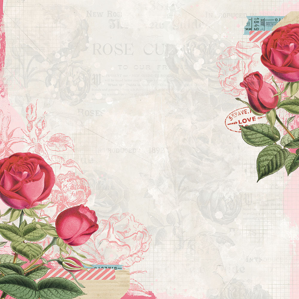 Simple Vintage My Valentine 12x12 Paper - Roses are Red