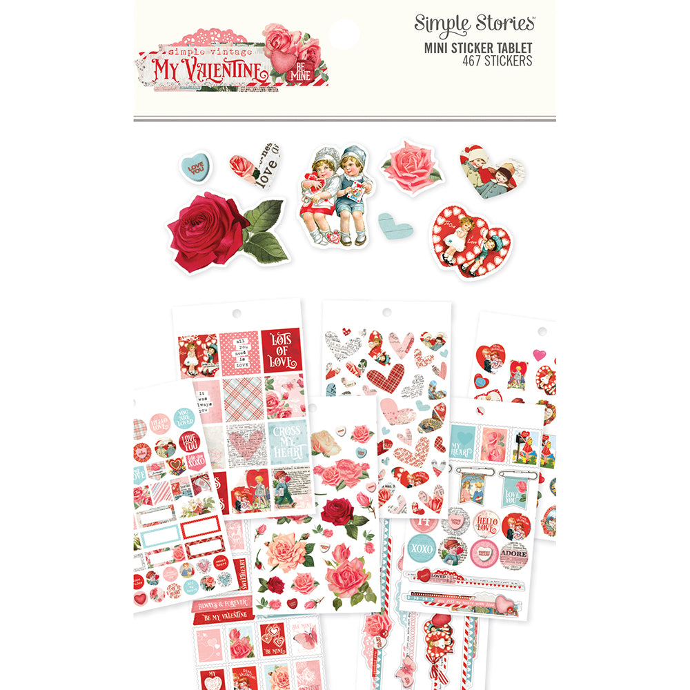 Simple Vintage My Valentine Mini Sticker Tablet