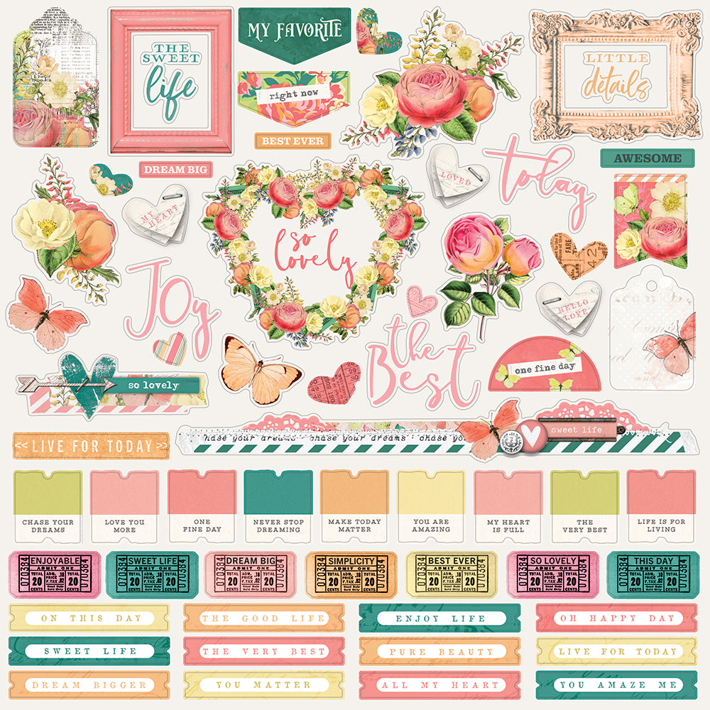 Simple Vintage Garden District 12x12 Combo Sticker