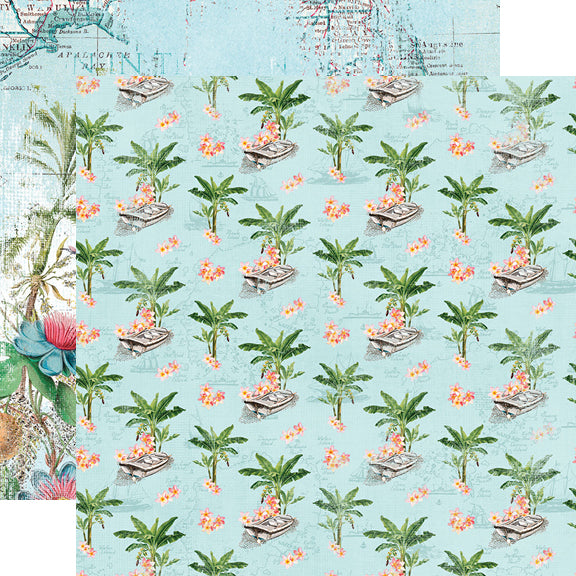 Simple Vintage Coastal 12x12 Paper - Tropical Life