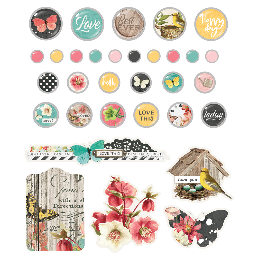 Simple Vintage Cottage Fields - Decorative Brads