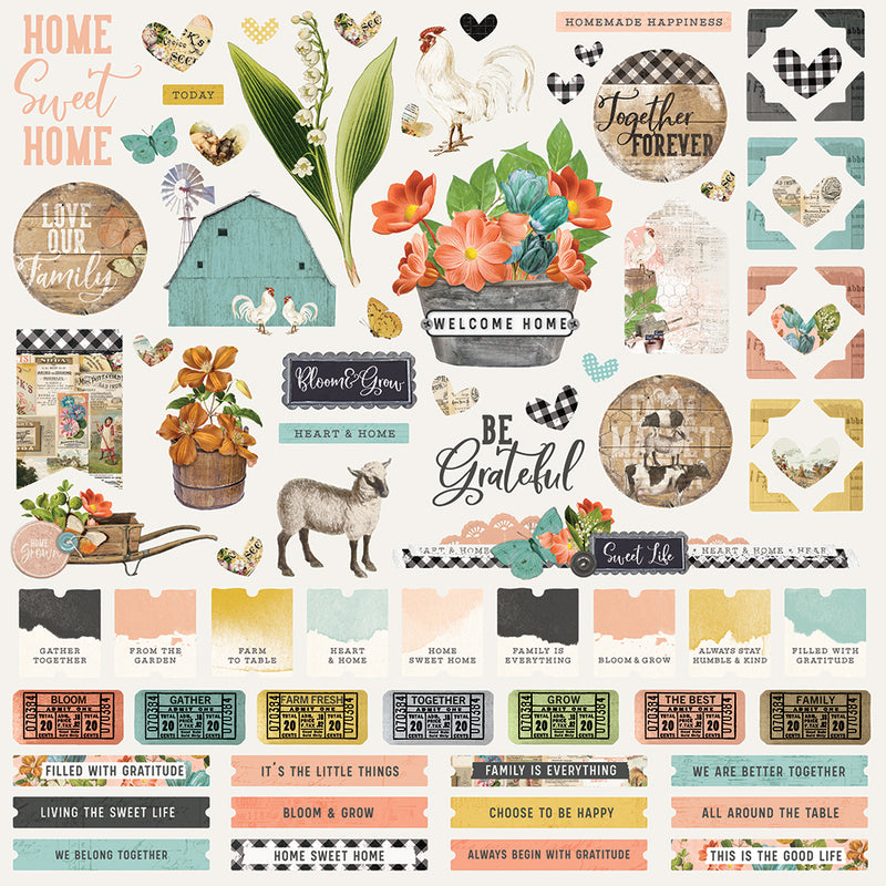 Simple Vintage Farmhouse Garden - Cardstock Sticker