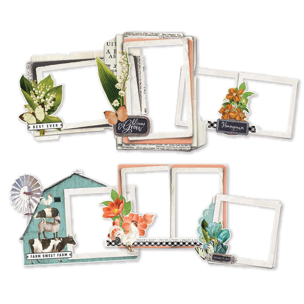 Simple Vintage Farmhouse Garden - Chipboard Frames