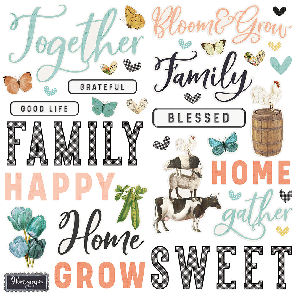 Simple Vintage Farmhouse Garden - Foam Stickers