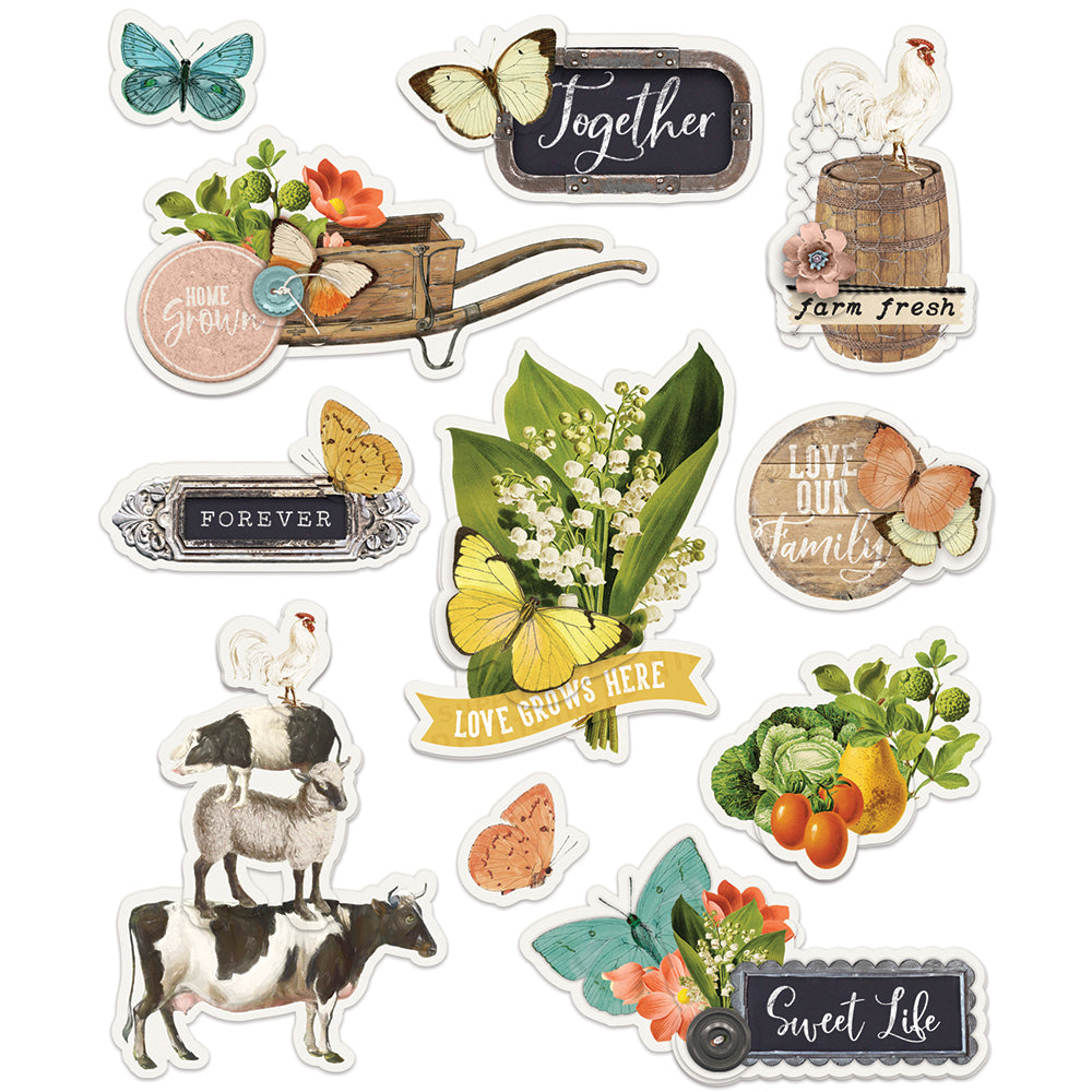 Simple Vintage Farmhouse Garden - Layered Stickers