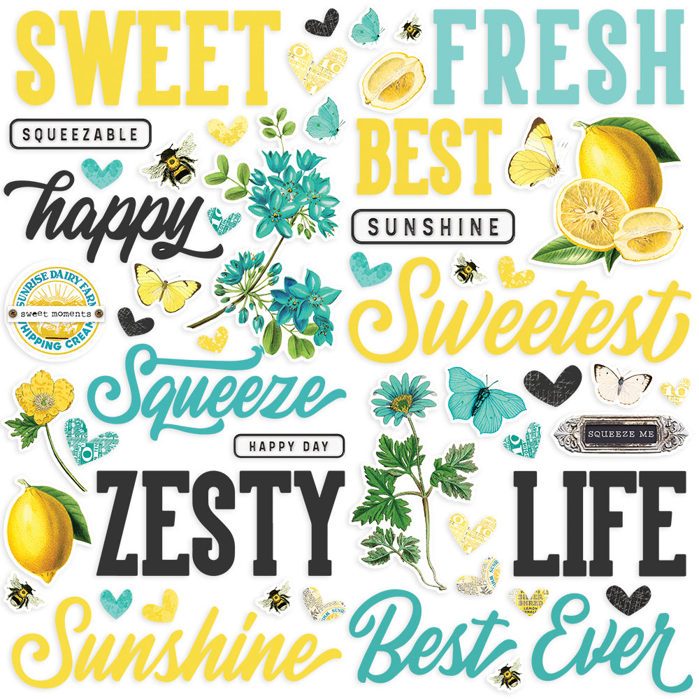 Simple Vintage Lemon Twist - Foam Stickers