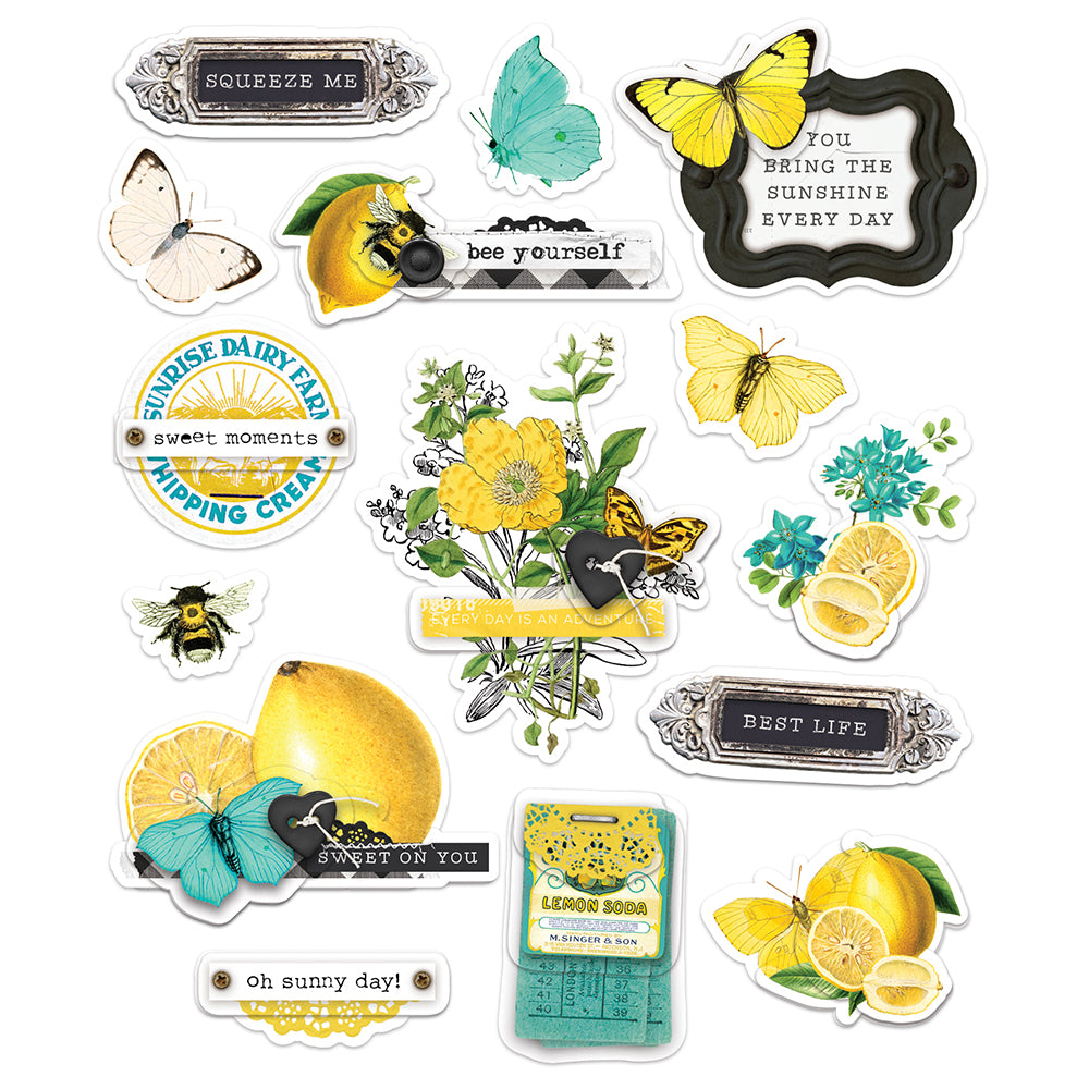 Simple Vintage Lemon Twist - Layered Stickers