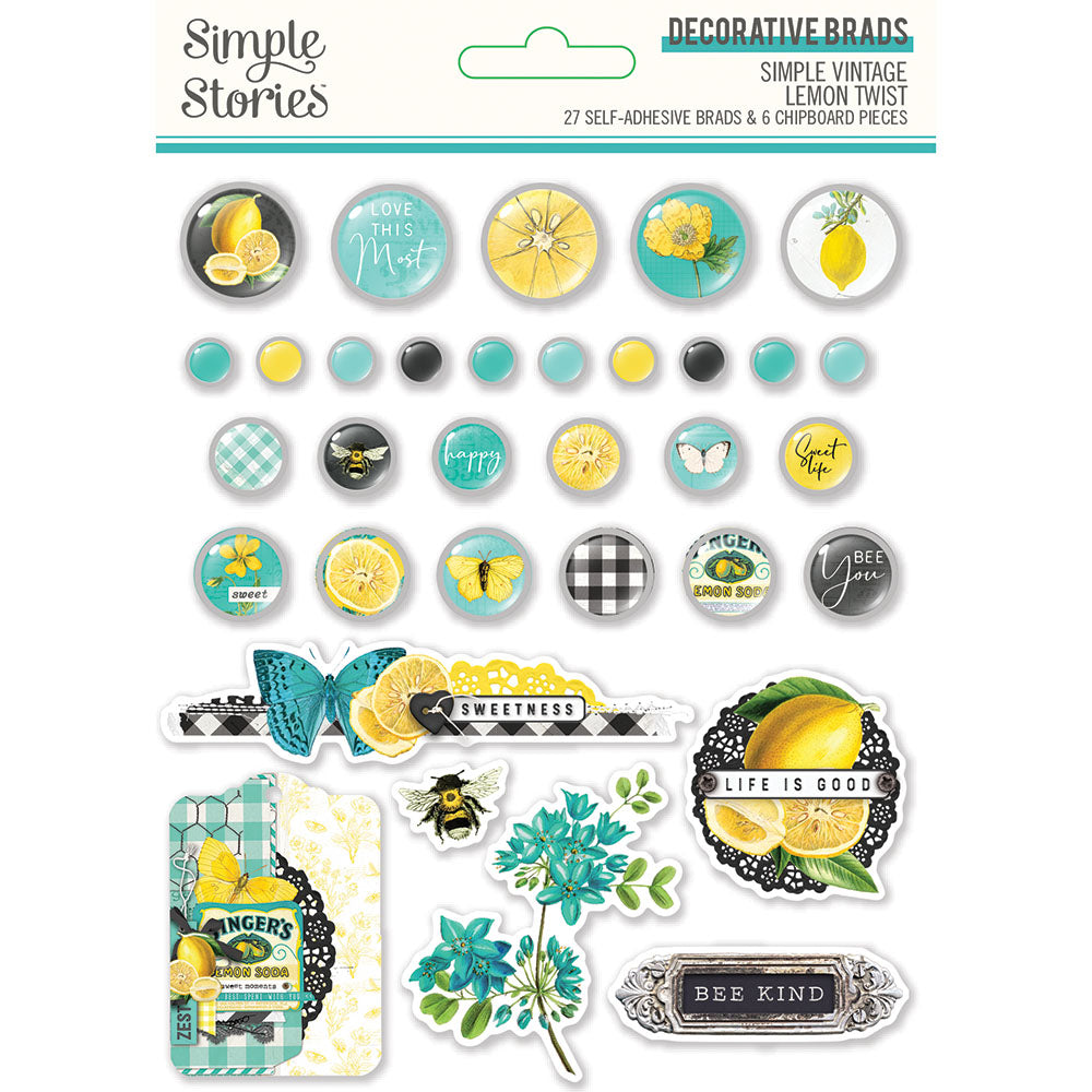 Simple Vintage Lemon Twist - Decorative Brads