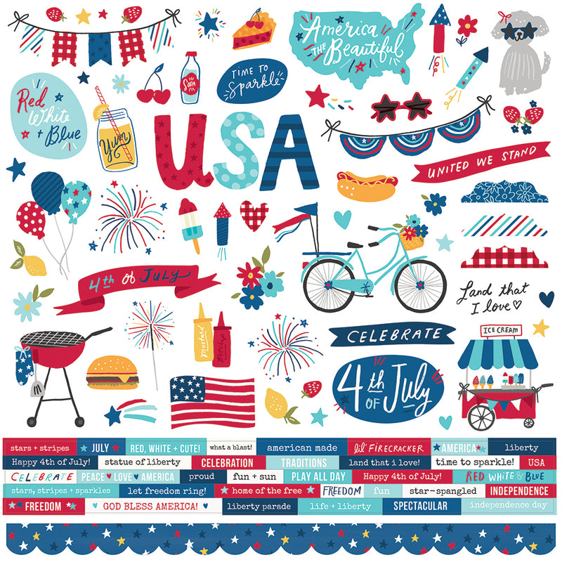 Stars, Stripes + Sparklers - Cardstock Sticker