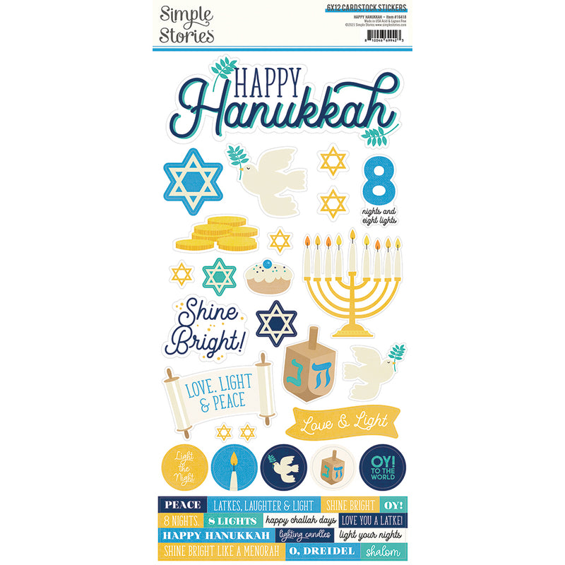 Happy Hanukkah - 6x12 Cardstock Sticker