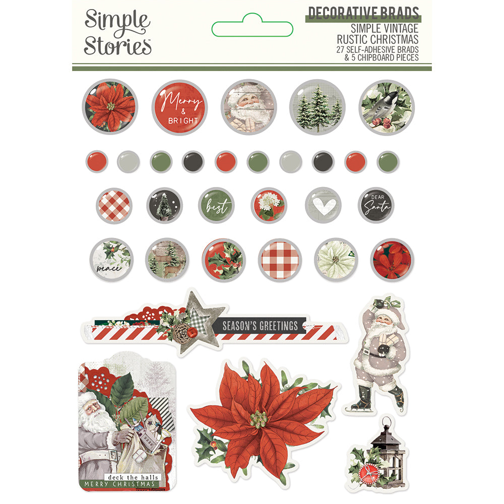 Simple Vintage Rustic Christmas - Decorative Brads