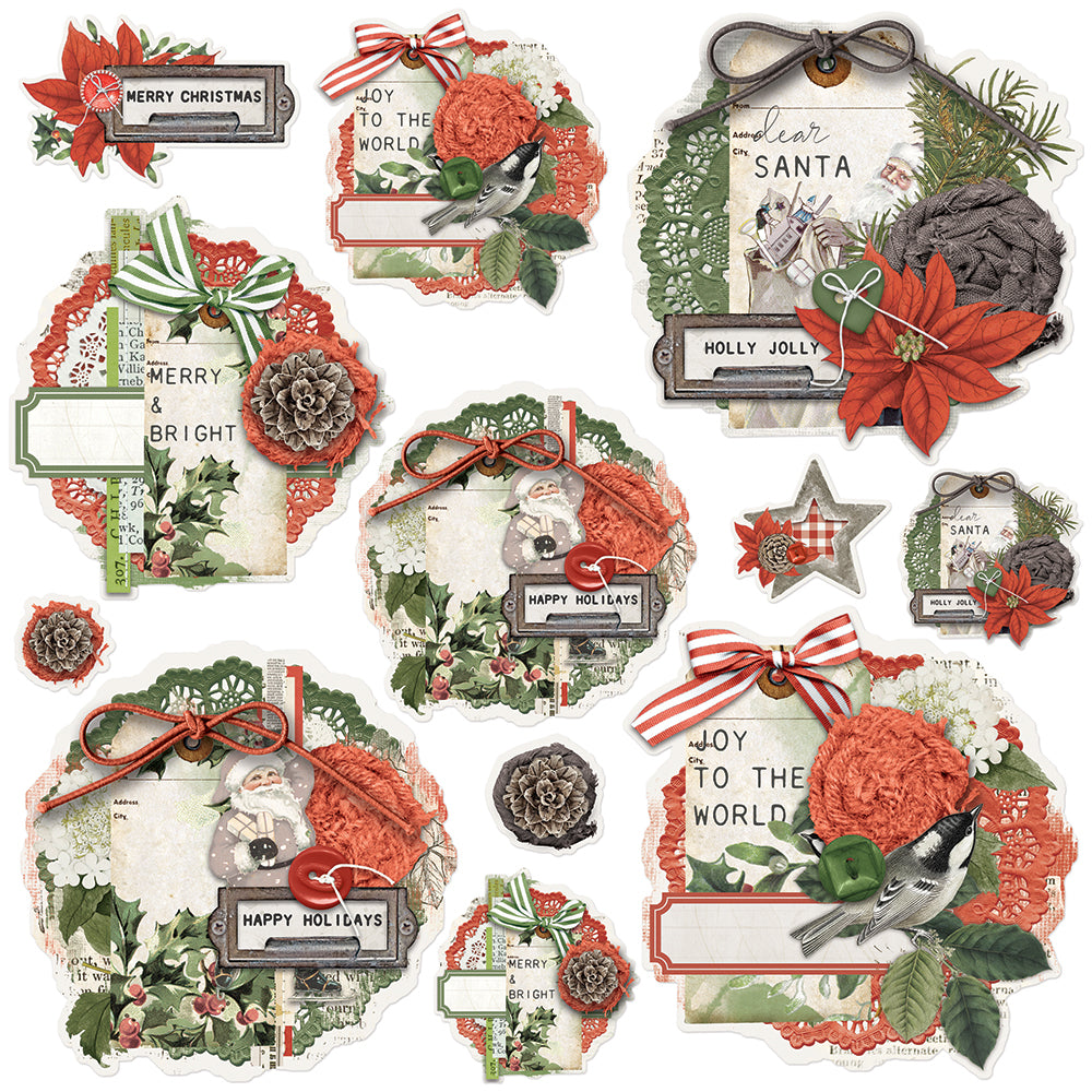 Simple Vintage Rustic Christmas - Chipboard Clusters